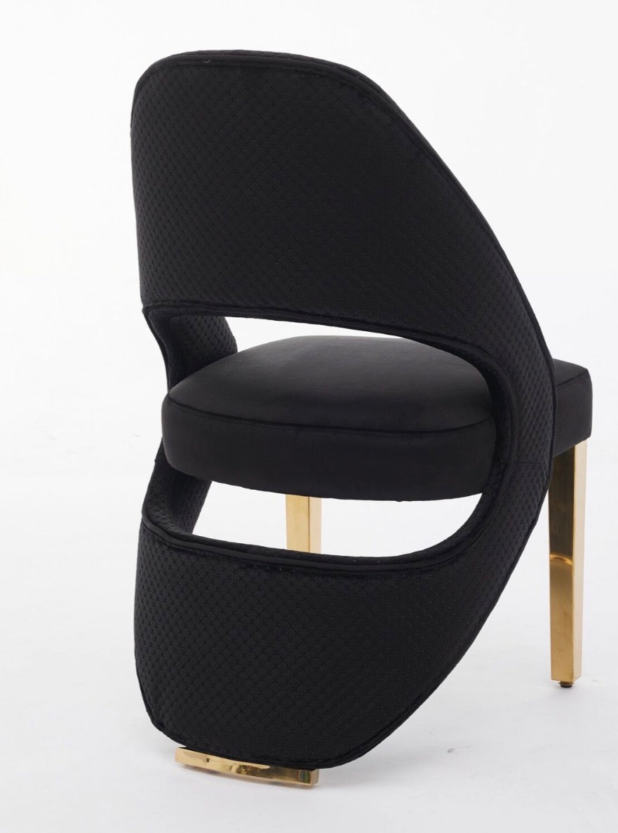 Rose Black and Gold Marble Dining Table + Santorini Black And Gold Dining Chairs