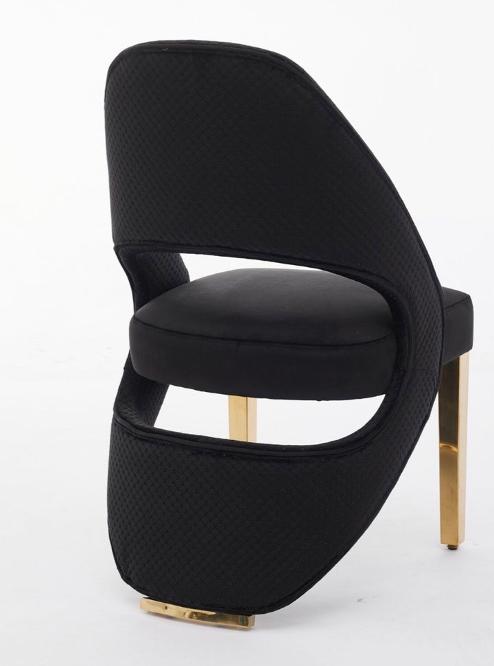 Rose Black and Gold Marble Dining Table + Santorini Black And Gold Dining Chairs