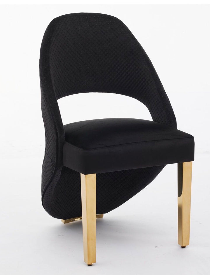 Rose Black and Gold Marble Dining Table + Santorini Black And Gold Dining Chairs