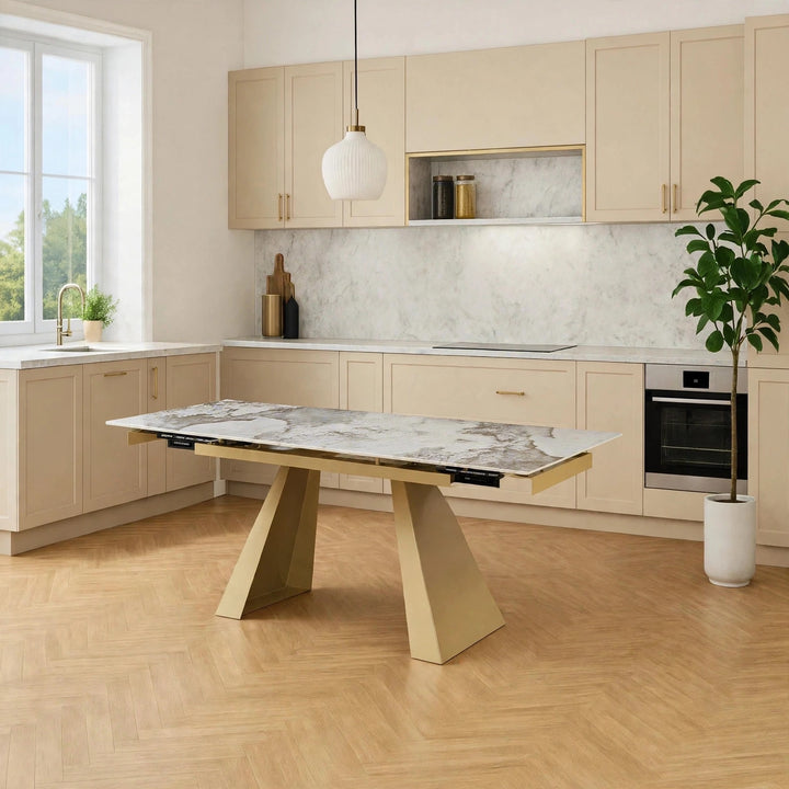 Zafran Pandora Gold Extending Dining Table | 160cm -240cm