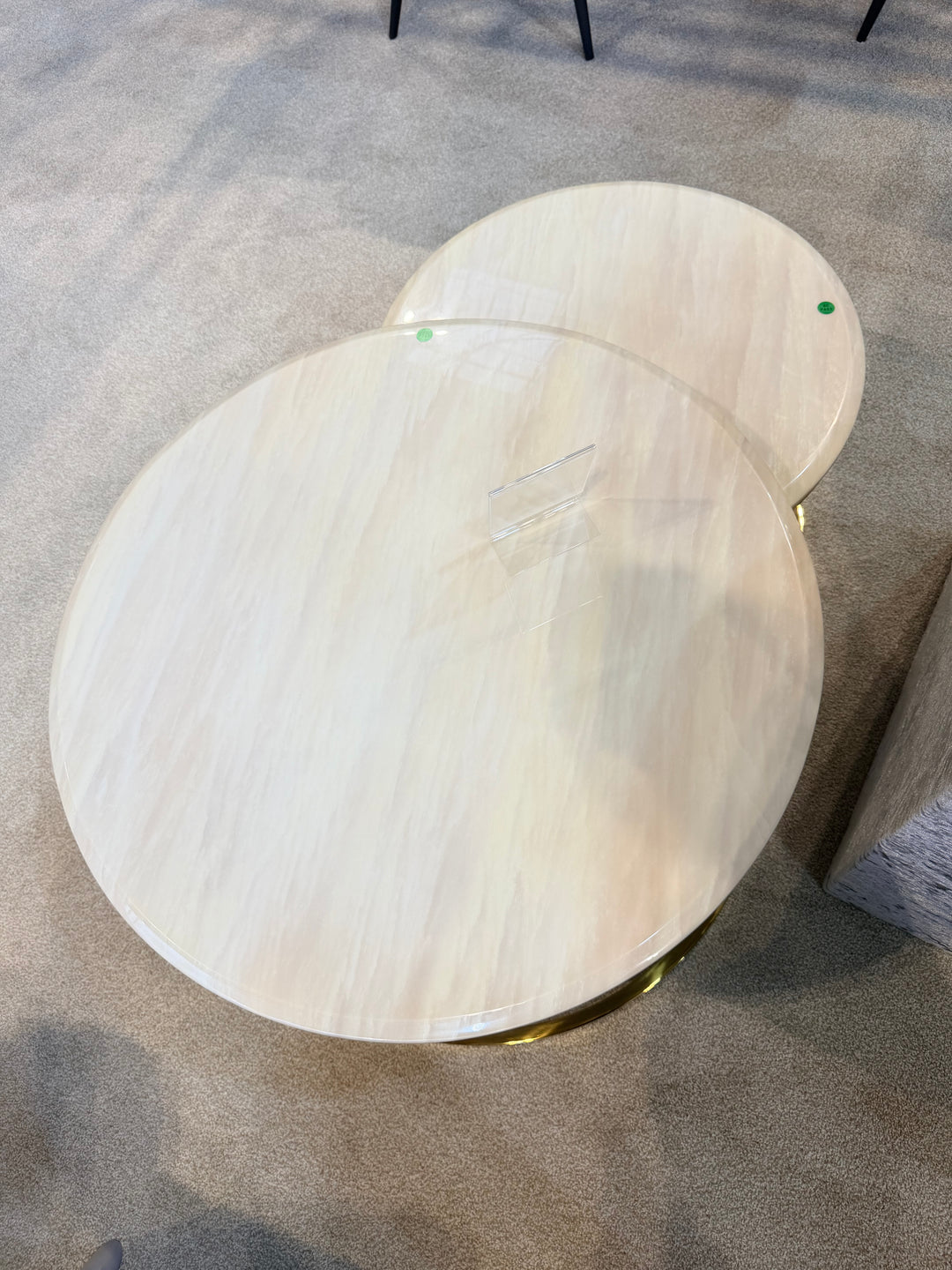 Round Cream & Gold Coffee Table – Modern Luxury Center Table