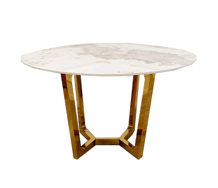 Lucien Gold 1.2 Round Dining Table with Sintered Stone Top