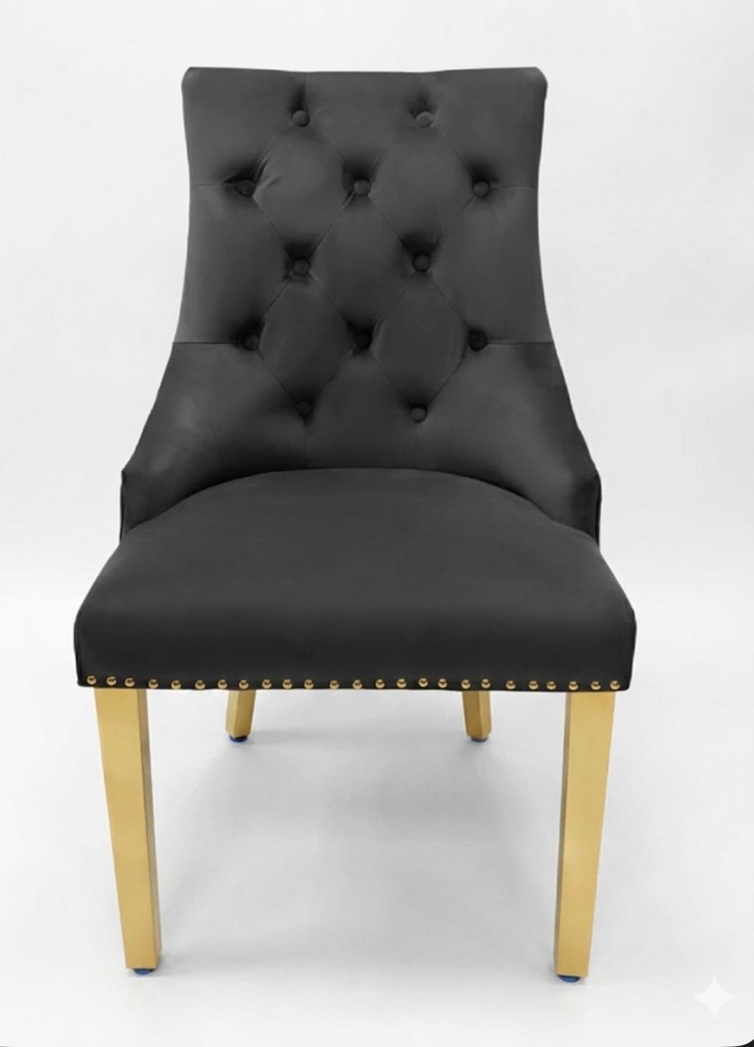 2 Majestic Dark Grey Velvet Dining Chairs with Gold Legs &  2 Bench