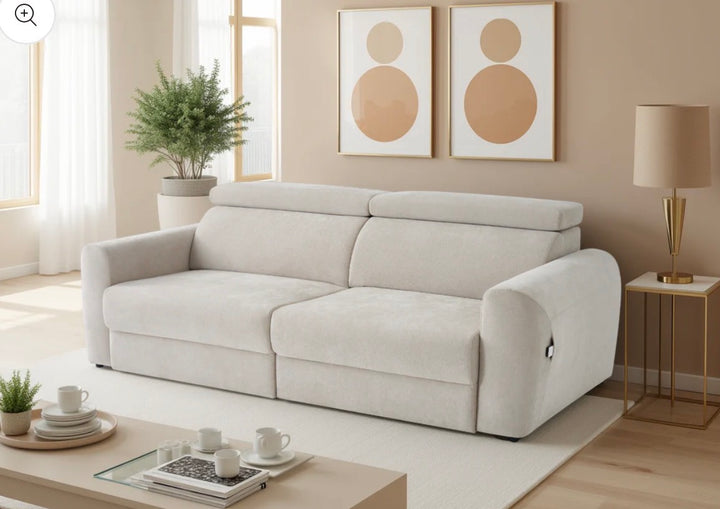 Dakot Electric Sofabed Beige 3 Seater | Power Reclining Sofa Bed | Modern Living Room Sofa