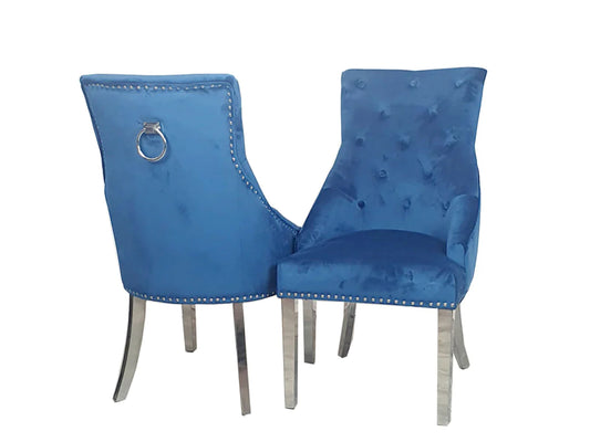 8 Duke chairs blue ring knocker
