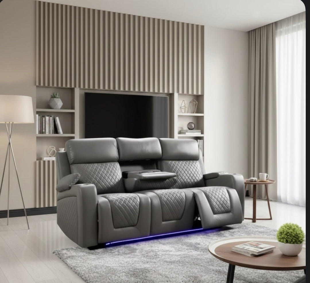 Grey Recliner Sofa - 3 Seater Recliner Sofa - 3 Seater Electric Recliner Sofa 