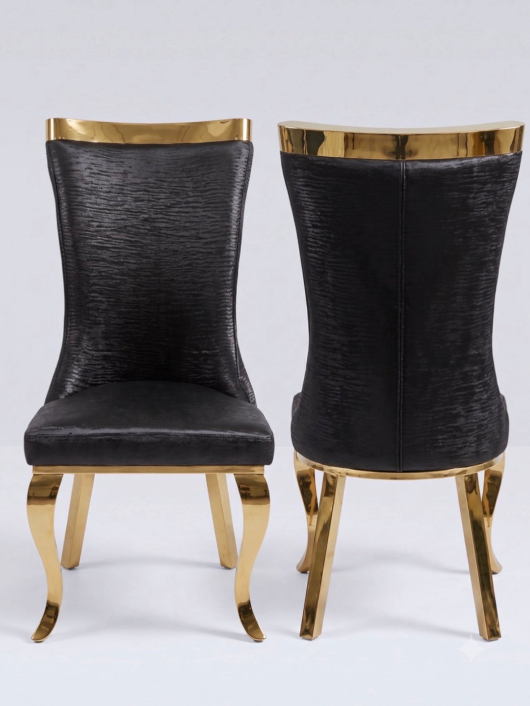 180cm Crystal Black & Gold Marble Dining Table with Pu Leather Roxby Black & Gold Chairs