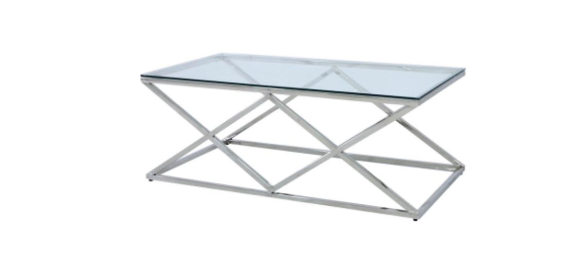 Imperia Stainless Steel Coffee Table Glass Top