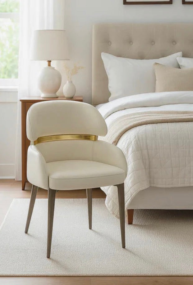 Madrid 180cm Gold Dining Table with Gold Leather Dining Chairs | Luxury Dining Set