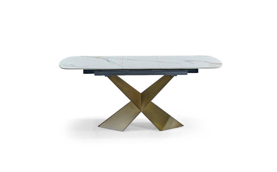Milano White & Bronze Gold  Extending Dining Table | 180cm -220cm