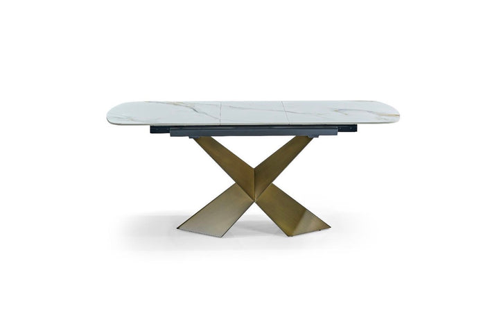 Milano White & Bronze Gold  Extending Dining Table | 180cm -220cm