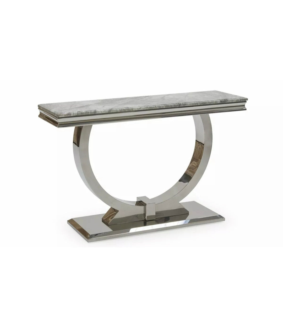 Console table with marble top and metallic base