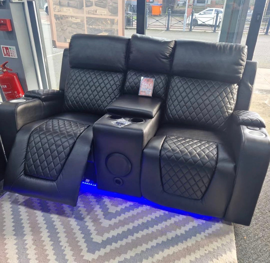 Electric recliner black sofa 