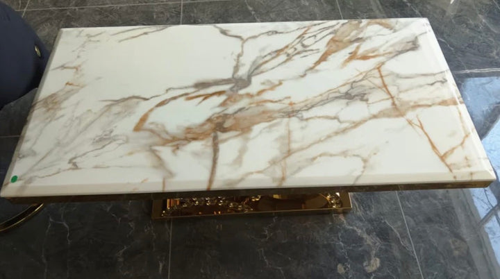 Crystal Marble Coffee Table White & Gold