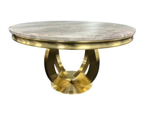 Chelsea 1.3m Round Dining Table Gold Leg