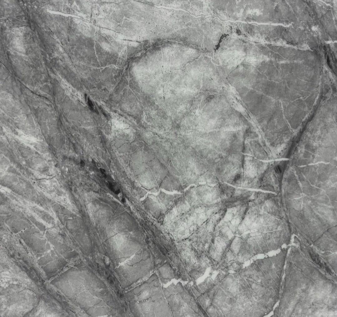 Louise Grey Marble Dining Table with Vienna Dark Grey Chairs | Modern Marble Dining Set