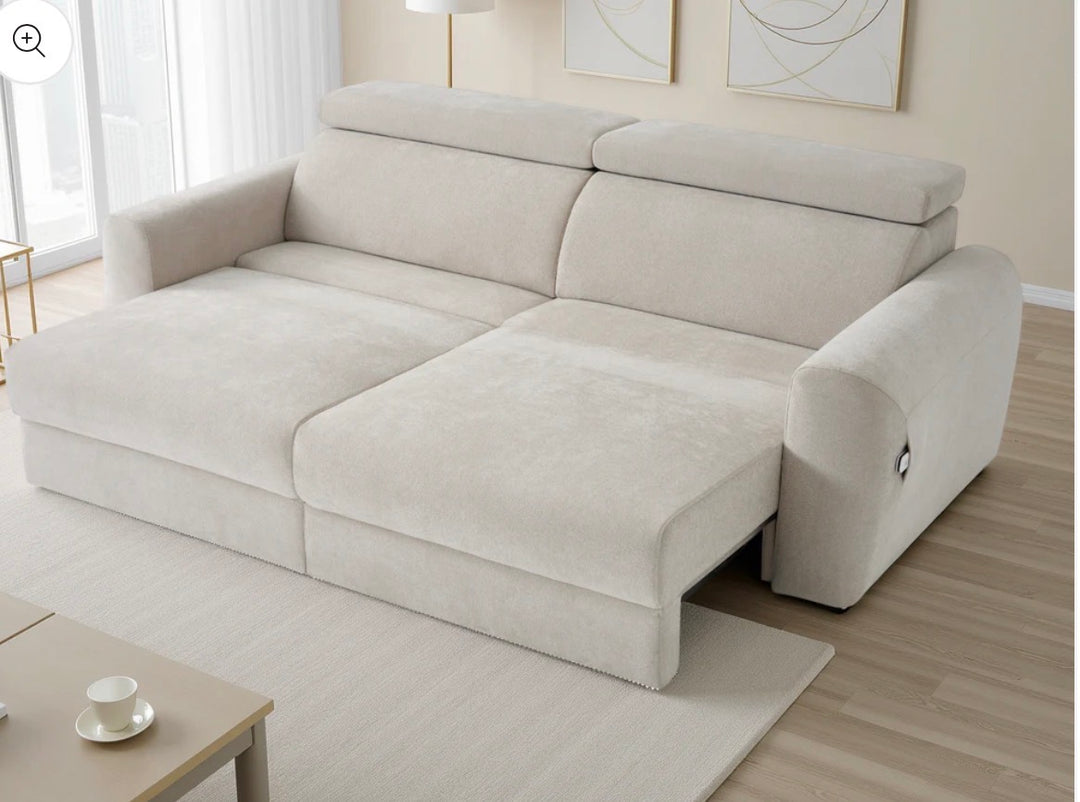 Dakot Electric Sofabed Beige 3 Seater | Power Reclining Sofa Bed | Modern Living Room Sofa