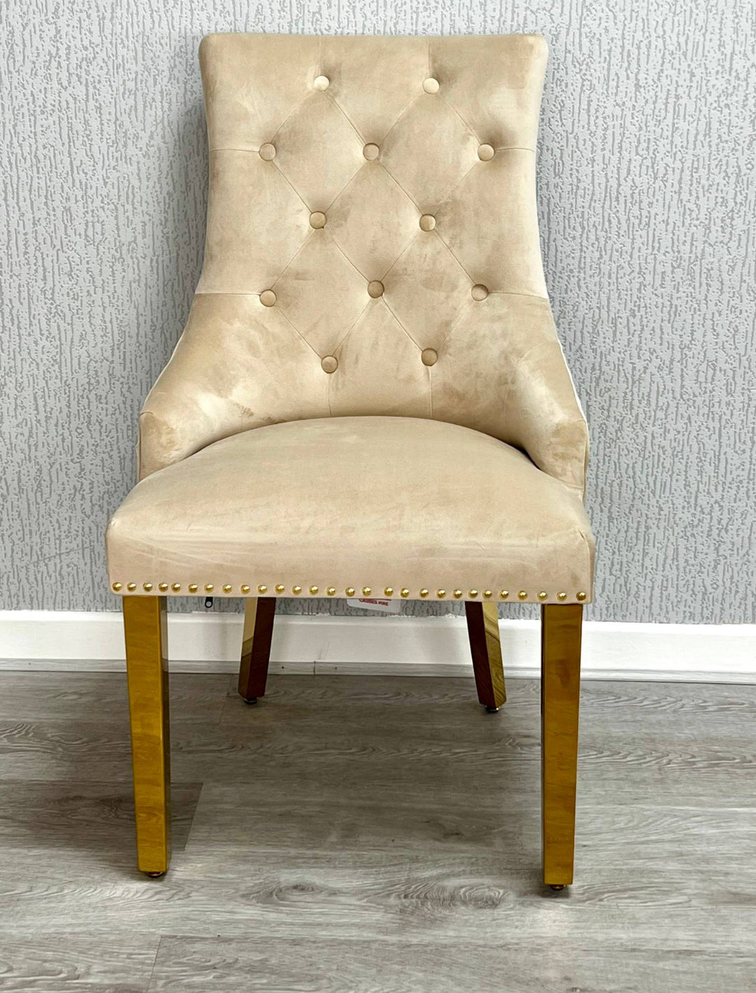 Beige and Gold Lion knocker chair 
