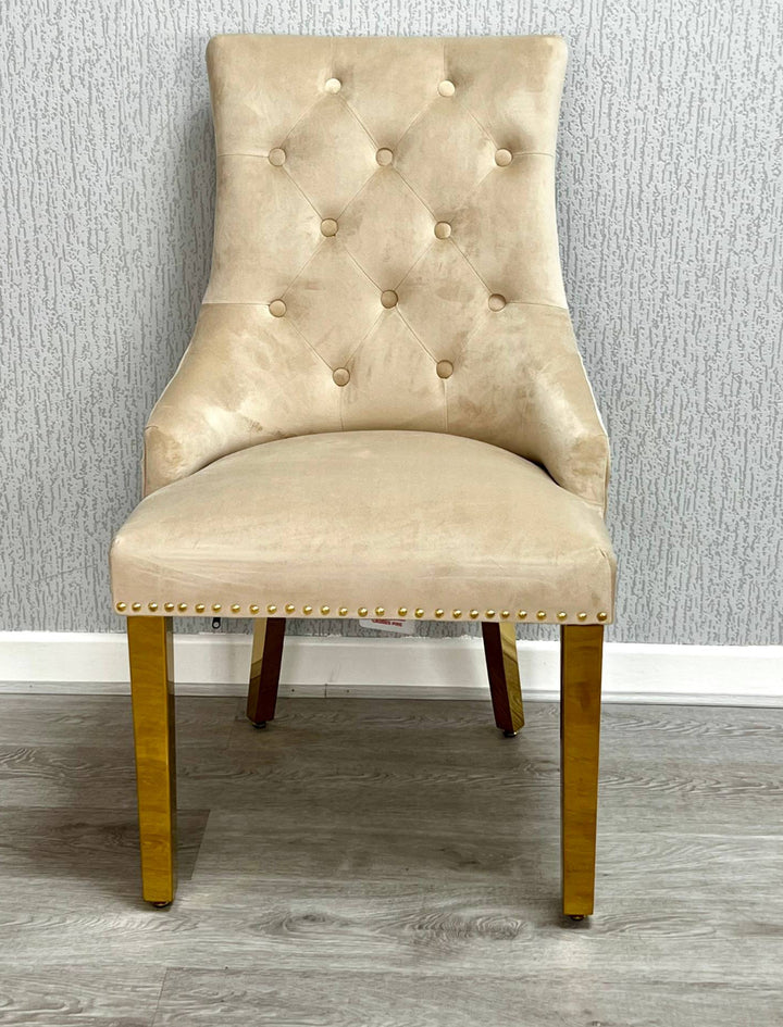 Beige and Gold Lion knocker chair 
