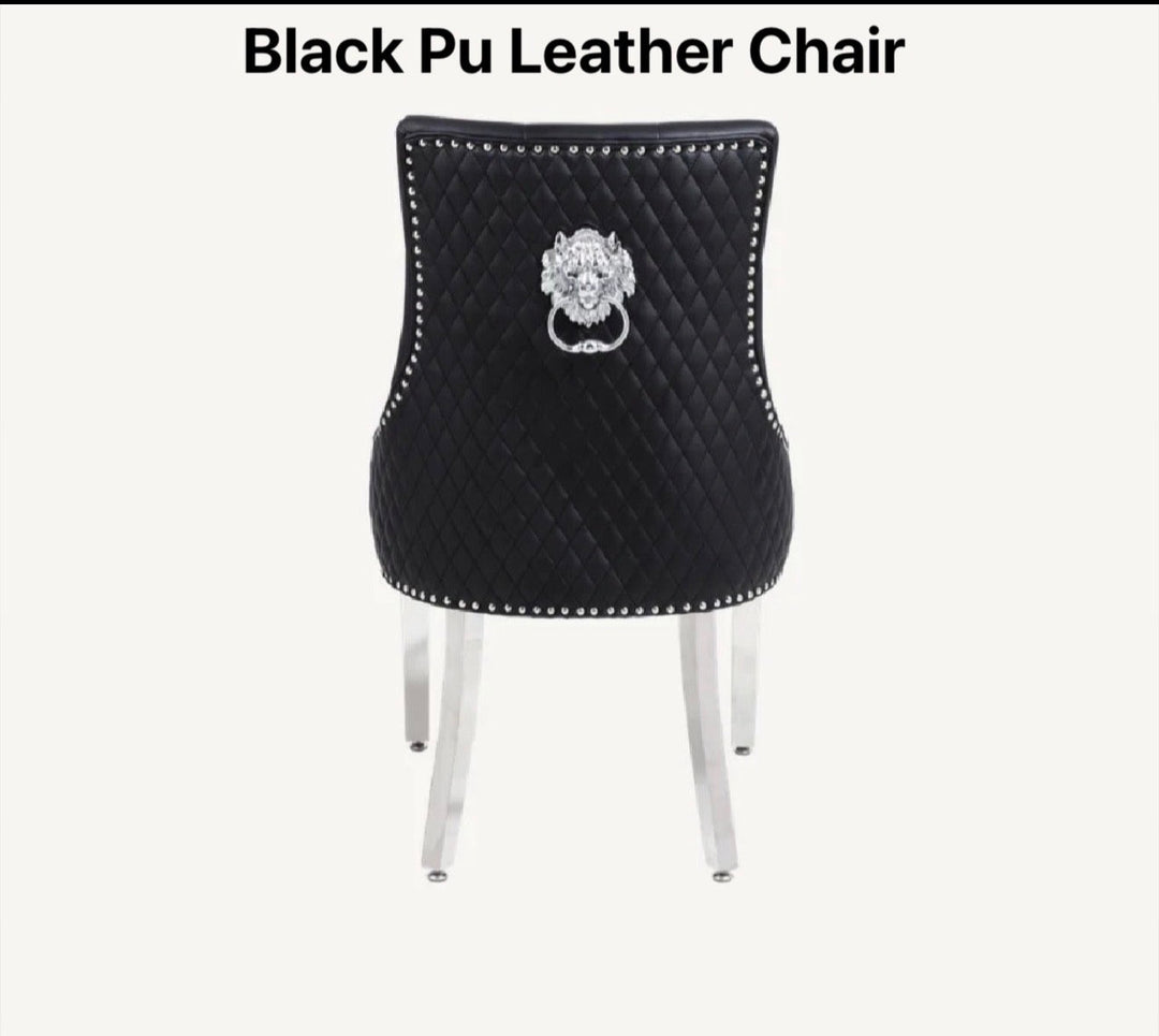 Black Pu Leather Dining Chair 