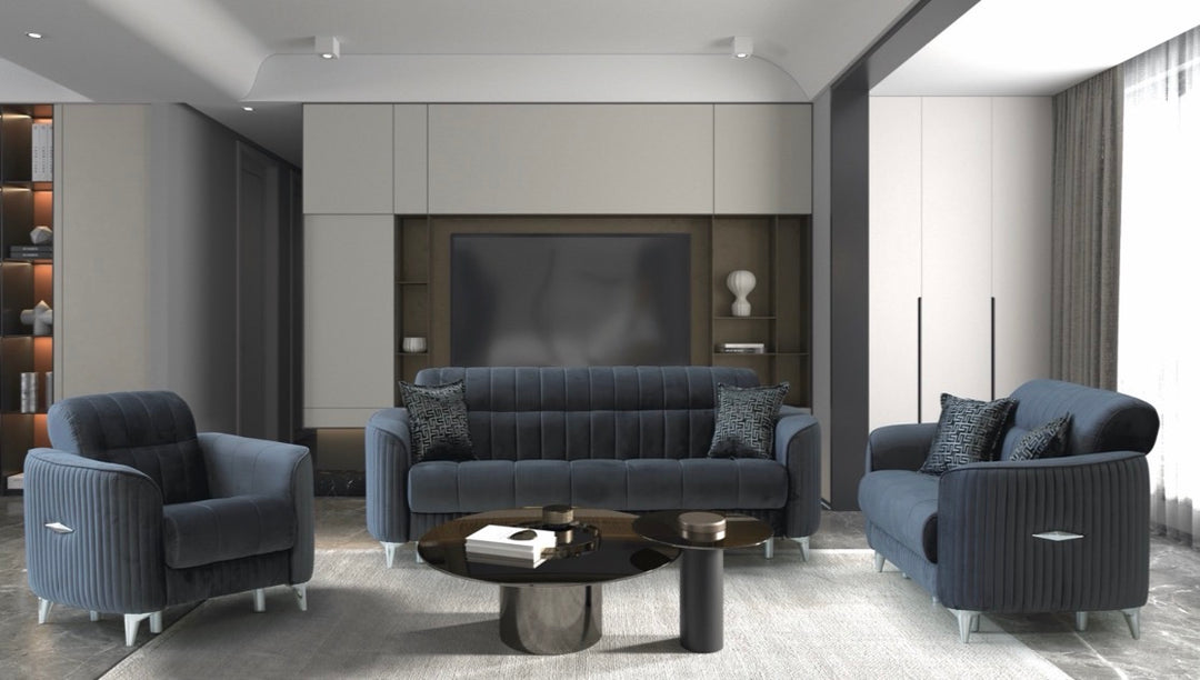 Kay Grey Sofa Bed Set – 3 Seater, 2 Seater & 1 Seater with Storage | Luxury Living Room Furniture UK