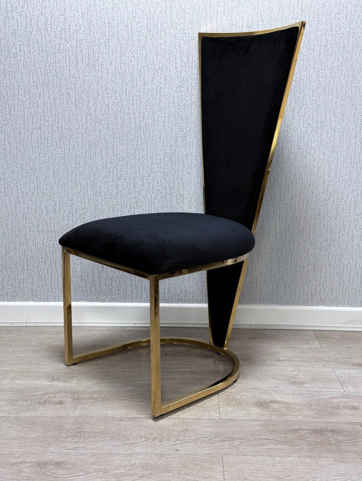 Rocco Marble Black & Gold Dining Table Set with Vienna Black & Gold Chairs – Luxury Marble Dining Set (160cm & 180cm)
