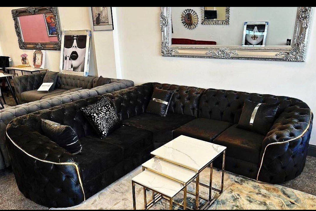 Paris Corner Sofa Black & Gold