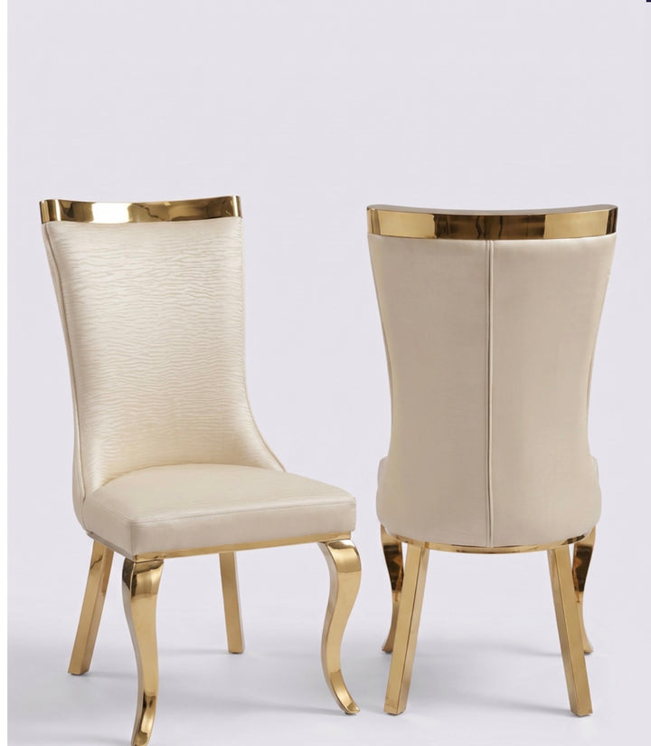 Roxby Cream and Gold Dining Chairs| Order 2-4-6-8-10
