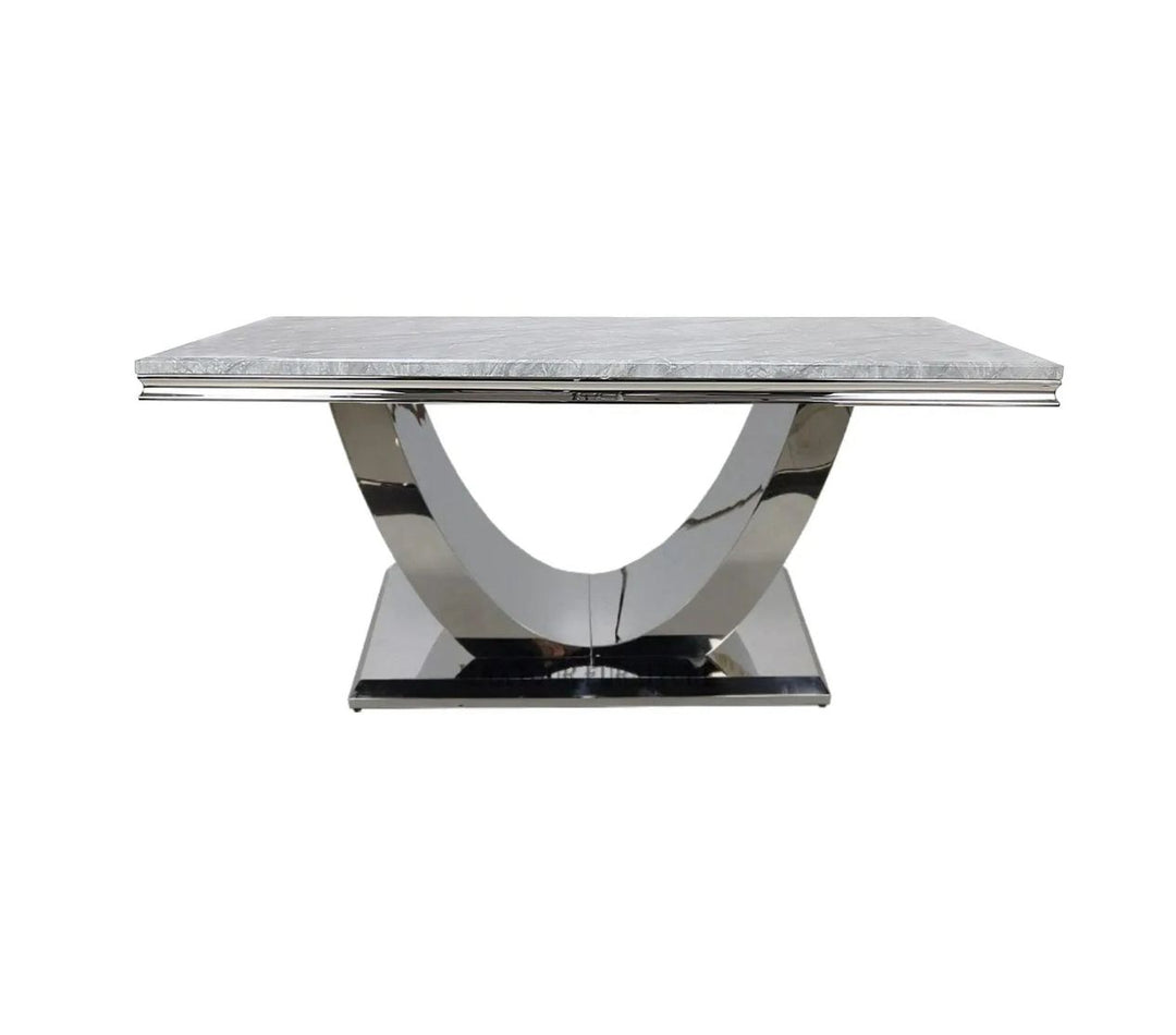 London Grey Marble Dining Table Set With Milan Dark Grey Dining Chairs | Modren Dining Furniture