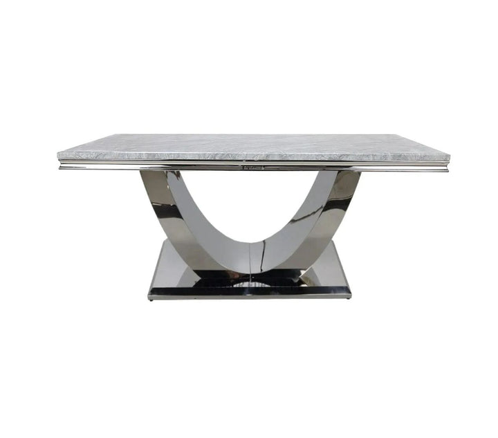 London Grey Marble Dining Table Set With Milan Dark Grey Dining Chairs | Modren Dining Furniture