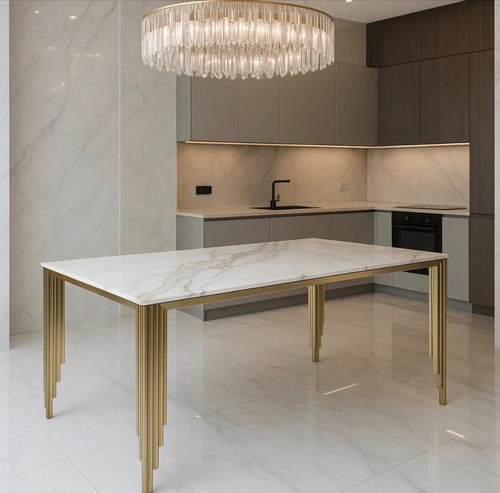 Luxury Mayfair 180cm Gold Dining Table Set | Mink, Black & Green Gold Chairs | 4 & 6 Seater