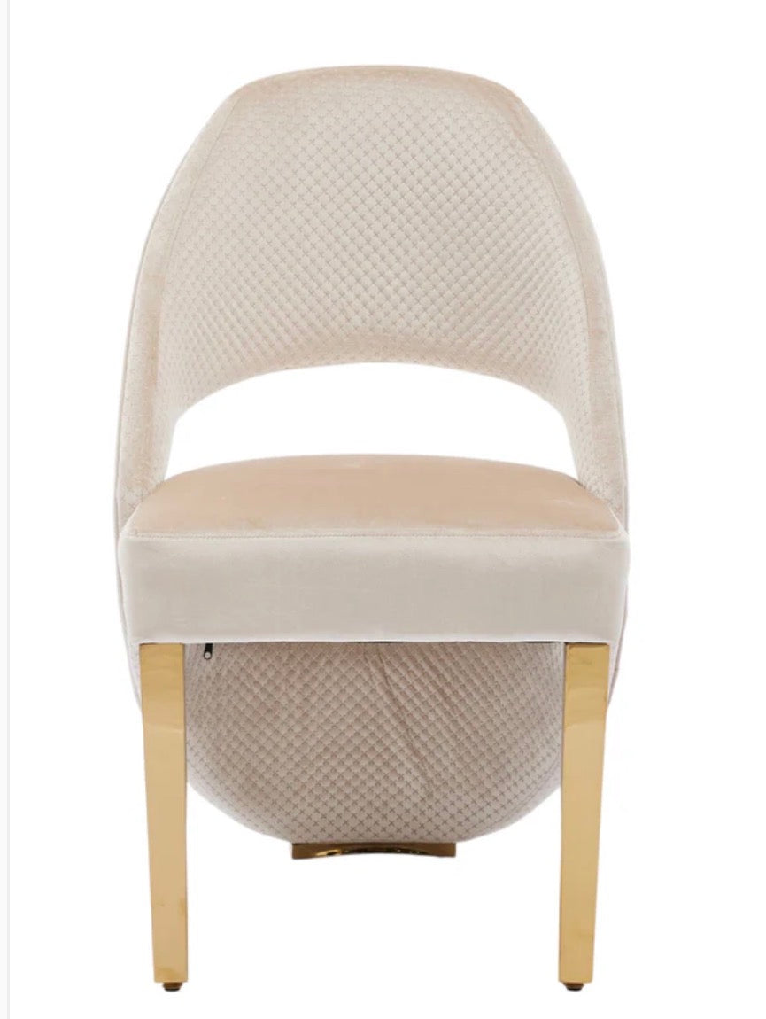 Rose Cream Gold Marble Dining Table with Santorini Cream Gold Dining Chairs