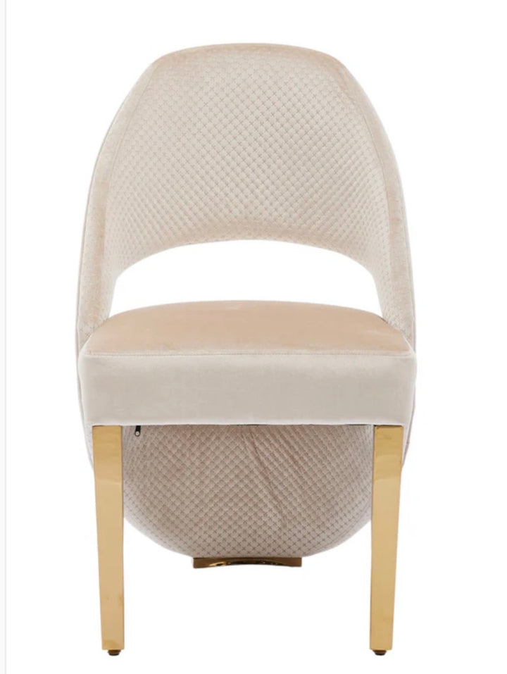 Rose Cream Gold Marble Dining Table with Santorini Cream Gold Dining Chairs