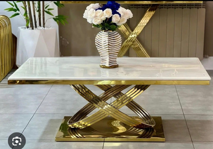 Rose Cream and Gold Coffee Table – Luxury Modern Design