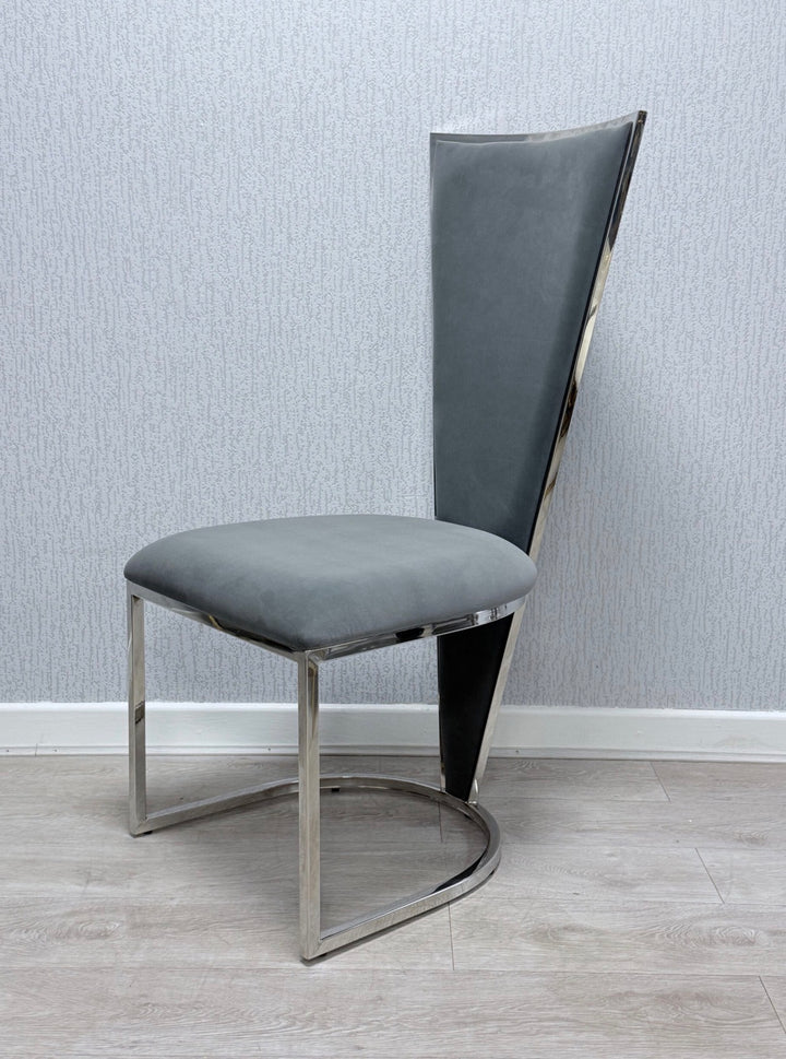 Louise Grey Marble Dining Table with Vienna Dark Grey Chairs | Modern Marble Dining Set