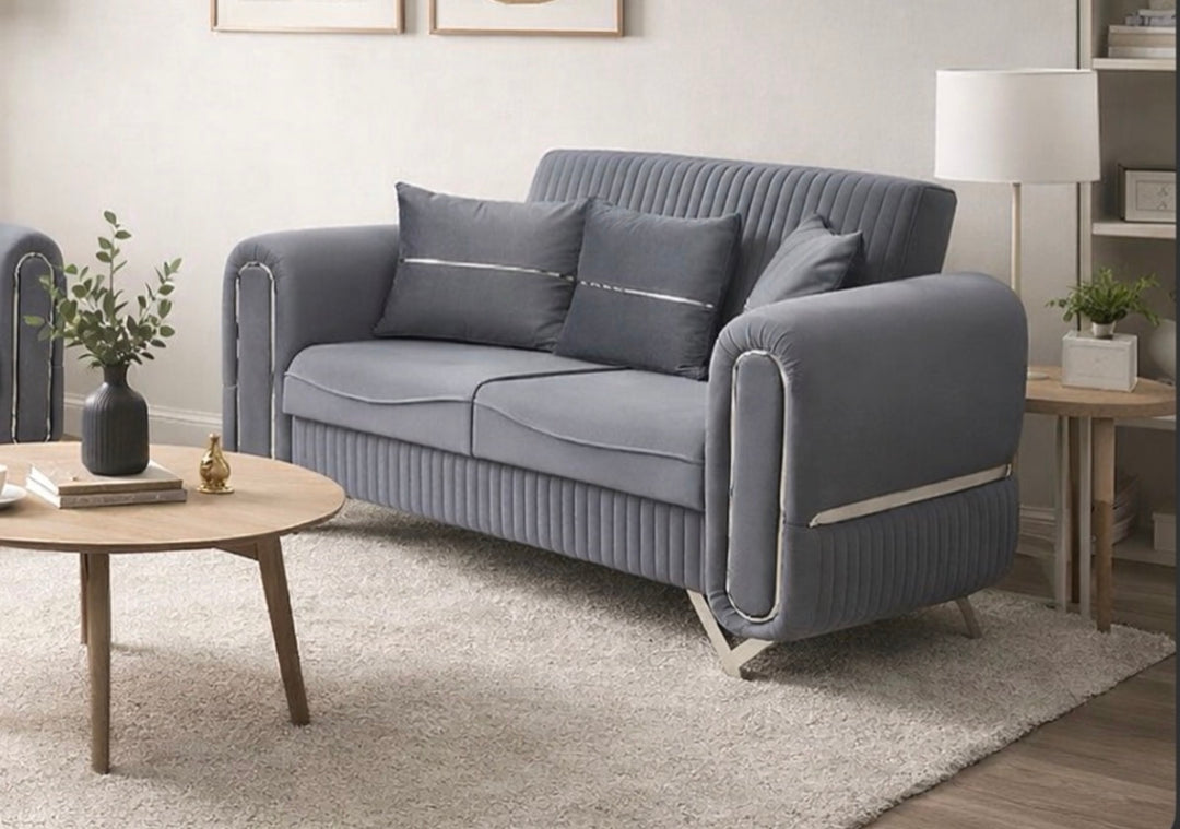 Rose 3+2 Seater Dark Grey Turkish Sofa Bed with Storage
