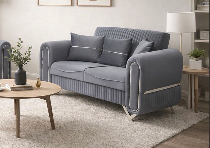 Rose 3+2 Seater Dark Grey Turkish Sofa Bed with Storage
