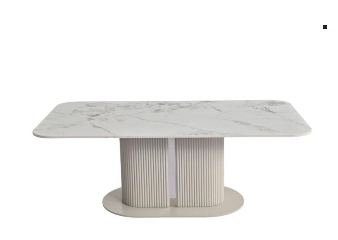 Alsager Cream Ceramic Dining Table with Cambridge Beige Dining Chairs – Modern 4 & 6 Seater Dining Set