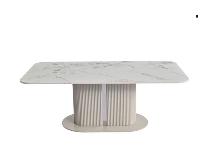 Alsager Cream Ceramic Dining Table with Cambridge Beige Dining Chairs – Modern 4 & 6 Seater Dining Set