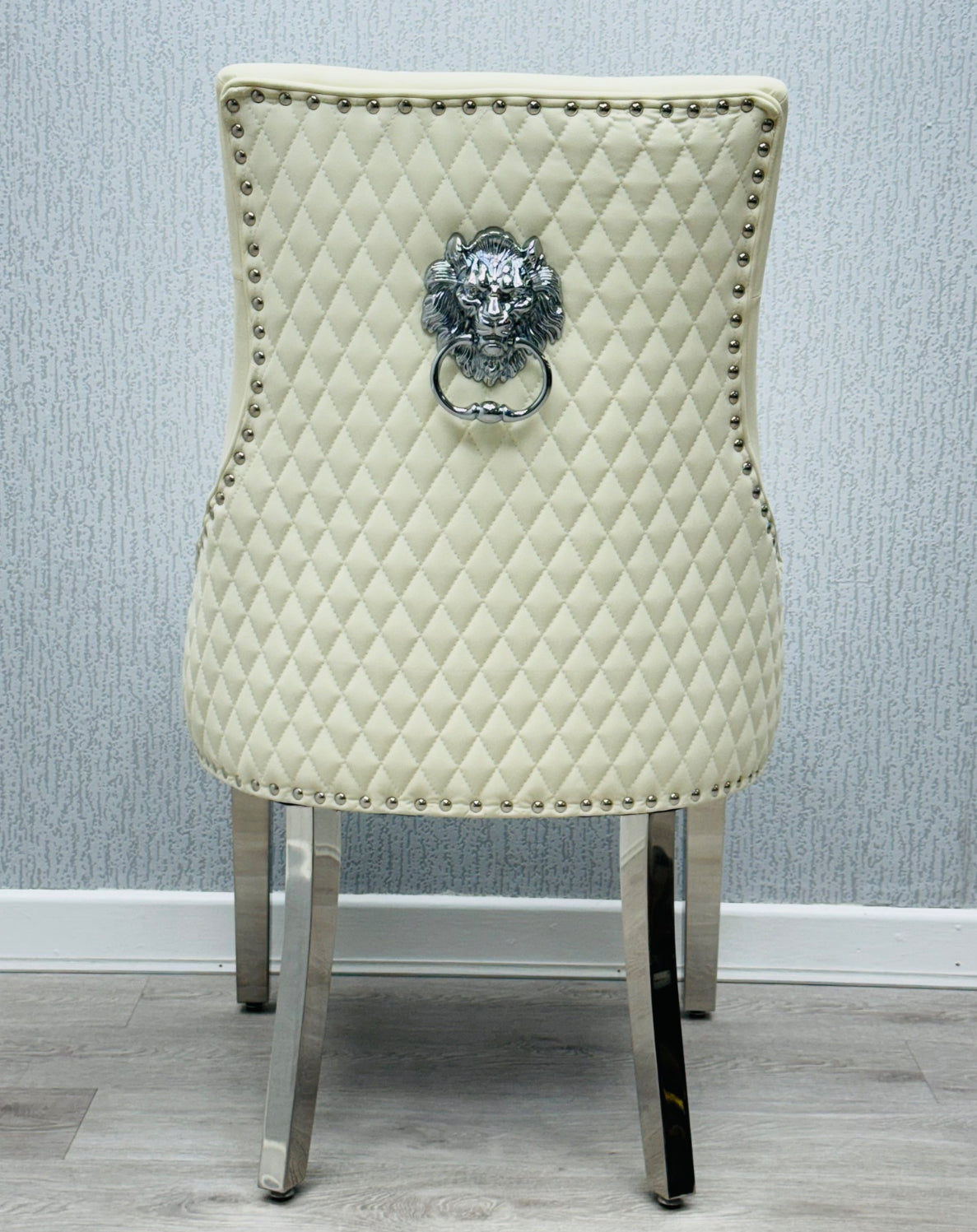 Majestic Cream PU Leather Chair Lion Knocker