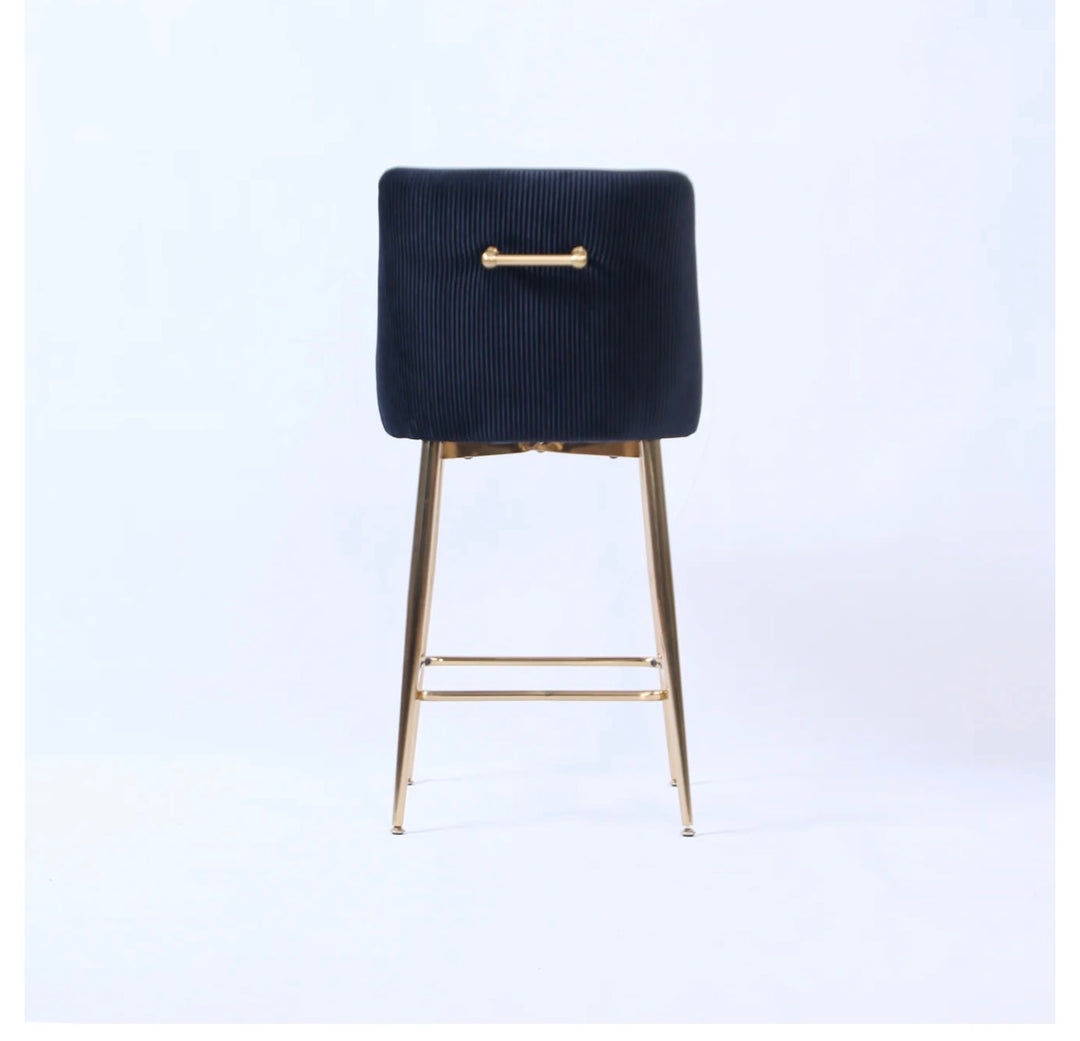 Milan Black Velvet Bar Stool with Gold Legs | Luxury Kitchen Breakfast Bar Chair