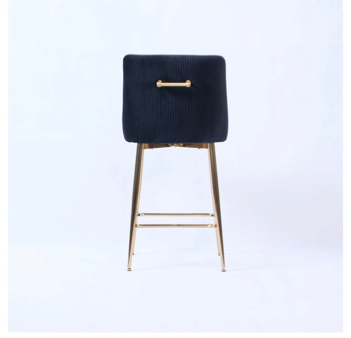 Milan Black Velvet Bar Stool with Gold Legs | Luxury Kitchen Breakfast Bar Chair