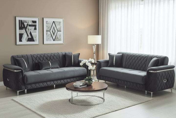 Bellway Turkish Grey Sofa Bed Set – 3 Seater & 2 Seater & 1 Seater with Storage | Modern Living Room Furniture UK