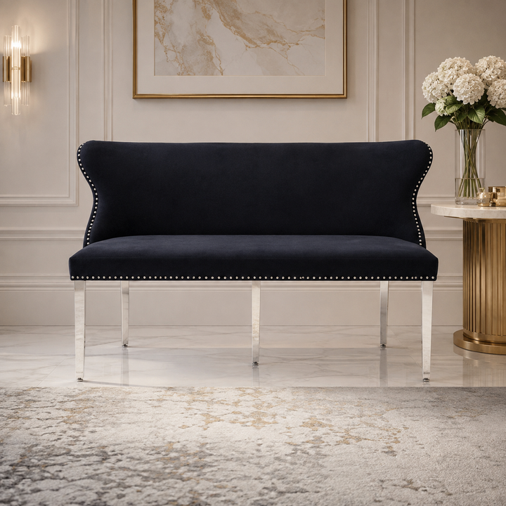 Valentino Black Bench Matching With Valentino & Majestic & Sofia Chairs