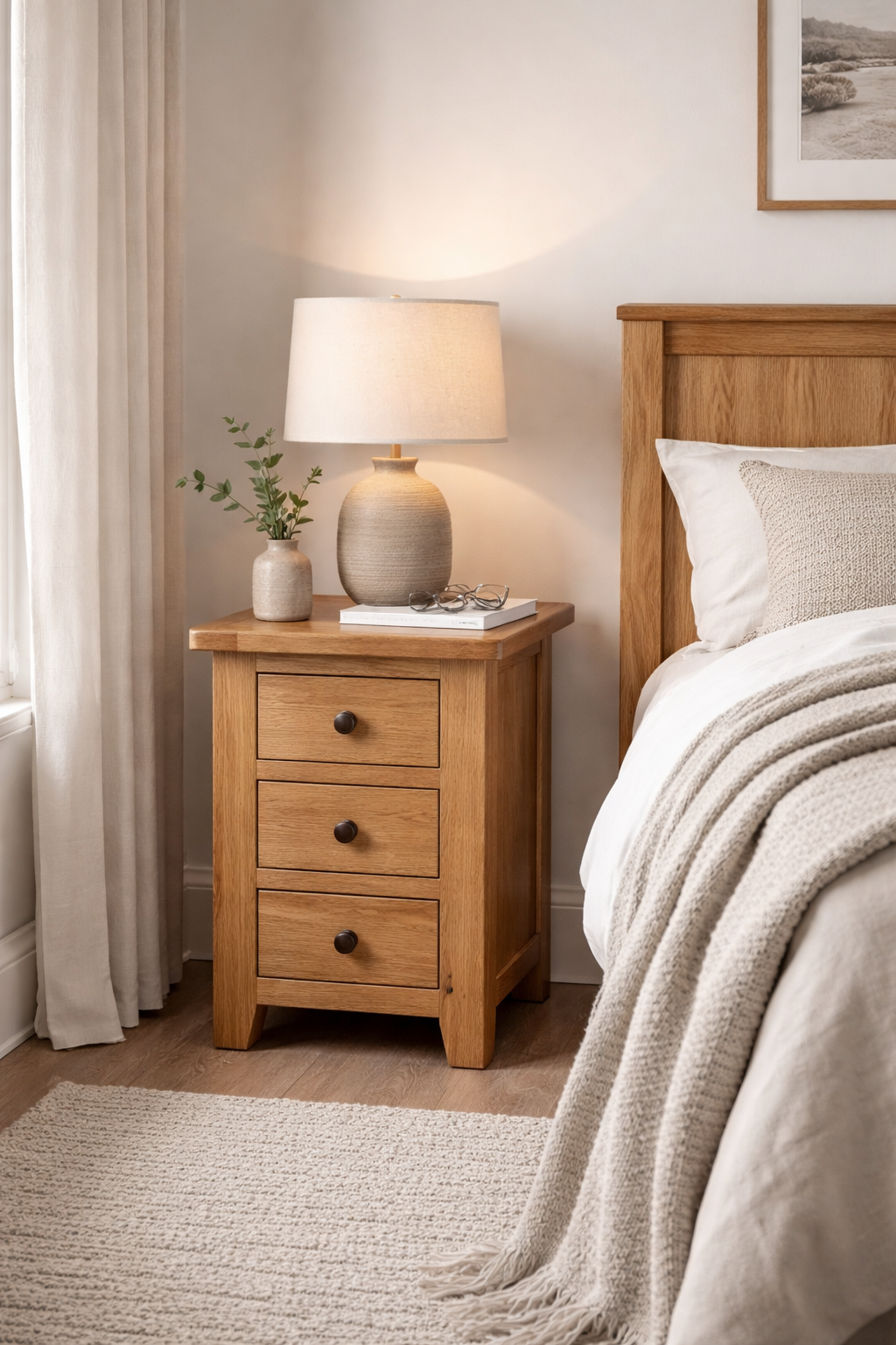 Torino oak Three Bedside  Drawer