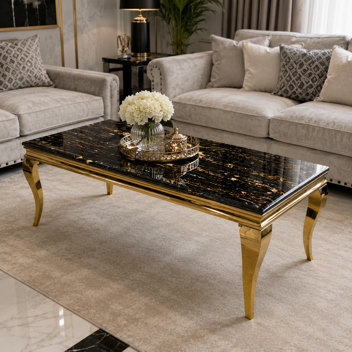 Sofia Black And Gold Marble Coffee Table
