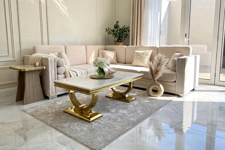 Cream and Gold Marble coffee table 
Gold Coffee Table 
Gold and Cream Marble Coffee Table 