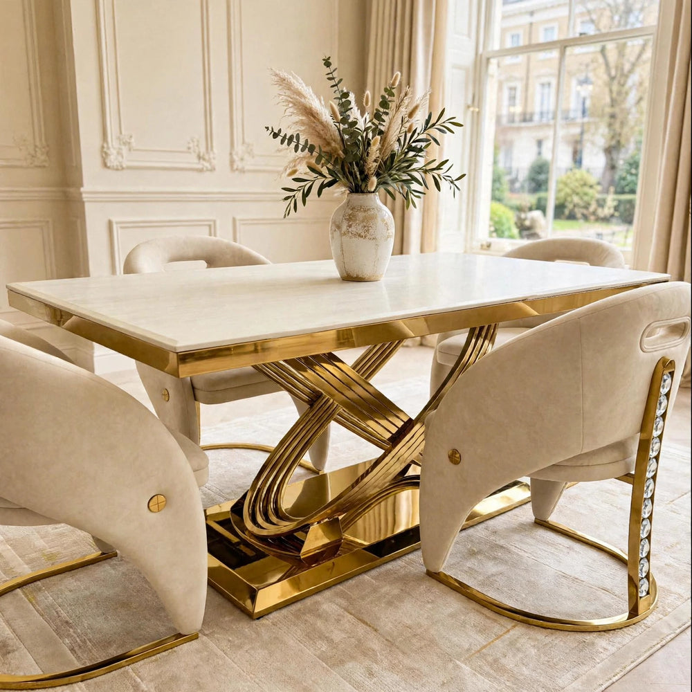Cream & Gold Dining Set 
Cream and gold Dining Chairs 