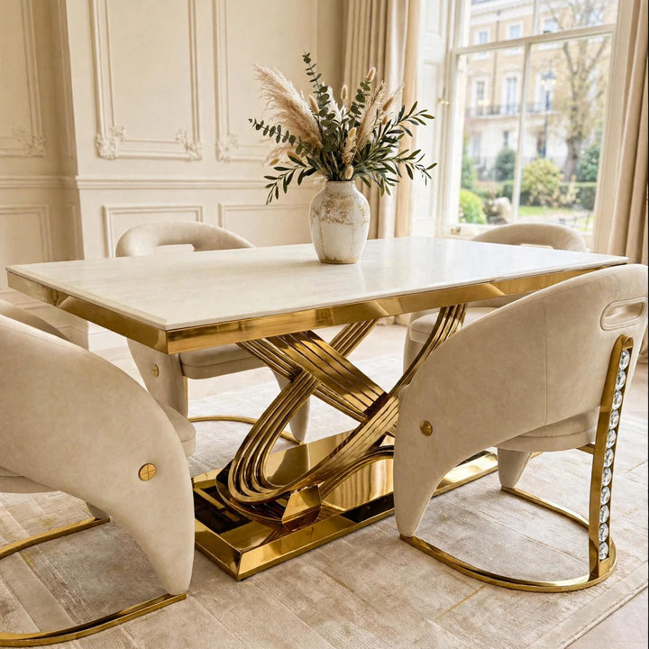 Cream & Gold Dining Set 
Cream and gold Dining Chairs 