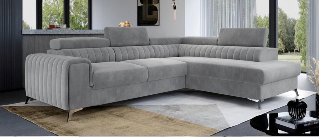Sofia Corner Sofa Bed with Storage – Plush Velvet L-Shape Sofabed | Left or Right Hand | Modern Pull-Out Sofa Bed UK